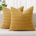 MIULEE Corduroy Decorative Throw Pillow Covers 20x20 Yellow Pack of 2