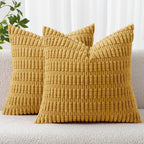 MIULEE Corduroy Decorative Throw Pillow Covers 20x20 Yellow Pack of 2