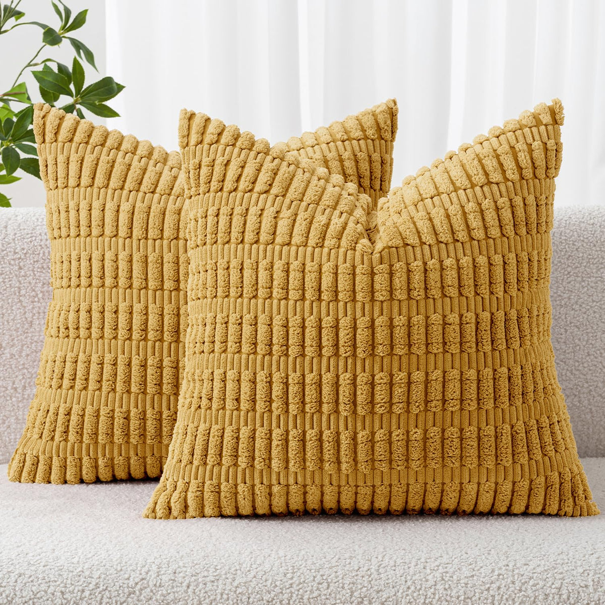 MIULEE Corduroy Decorative Throw Pillow Covers 20x20 Crimson Pack of 2