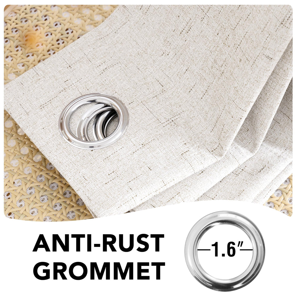 H.VERSAILTEX Blackout Curtains, Durable Thick Textured Look 100% Blackout Patio Door Curtain, Grommet Extra Wide Sliding Door Curtain Panel Long Curtains, W100 x L108 inch- Ivory