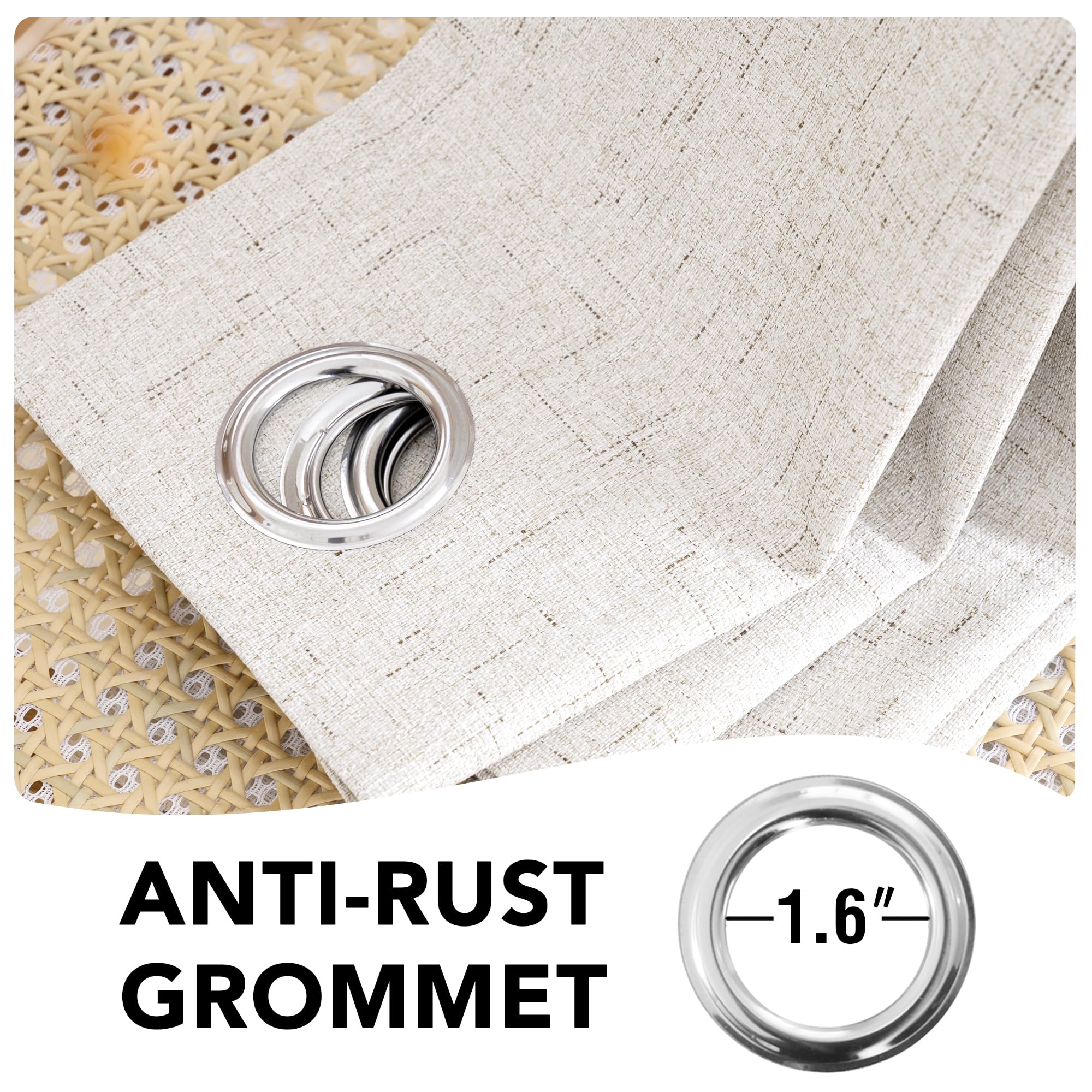 H.VERSAILTEX Blackout Curtains, Durable Thick Textured Look 100% Blackout Patio Door Curtain, Grommet Extra Wide Sliding Door Curtain Panel Long Curtains, W100 x L108 inch- Ivory