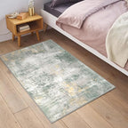 IOHOUZE Small Abstract Area Rug 2x3 Ft Entryway Rugs Washable Door Mat Indoor Entrance, Printed Faux Wool Non Slip Floor Carpet for Foyer Front Door Sink, Light Green/Gray/Orange