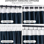 RYB HOME Navy Velvet Curtains 90 inches- Velevt Blackout Curtains for Bedroom, Soft Luxury Window Decor for Hotel Room Hall Kid Room, Navy Blue, W52 x L90 inches, 2 Panels