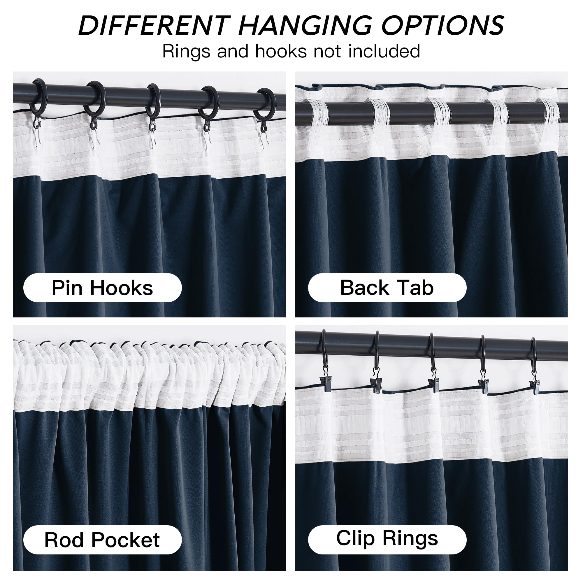 RYB HOME Velvet Curtains 102 inches Long, Extra Long High Ceiling Curtains