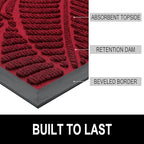 Colorxy Waterproof Doormat, Sturdy Natural Rubber Front Indoor Mat, Non Slip Low Profile Indoor Outdoor Door Mats, Stain and Fade Resistant Floor Mats, Easy Clean Patio Entry Mat, 59''x36'', Burgundy