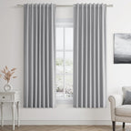 Guken Grey 100% Blackout Curtains 63 Inch Length 2 Panels Set for Living Room Bedroom Back Tab Thermal Insulated Black Out Linen Drapes Room Darkening Window Curtains 63 Inches Long