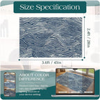 Modern Outdoor Rug - 28" x 43" Front Door Mat Indoor Outside Entrance Non-Slip Washable Outdoor Mat Navy Blue White Ocean Waves Rug for Entryway Kitchen Bedroom Layered Doormat for Front Porch