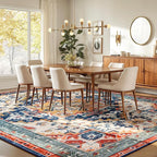 Rugflix 8x10 Area Rug for Living Room, Machine Washable Area Rugs with Non-Slip Backing, Large Soft Boho Vintage Rug for Bedroom, Dining Room, Low Pile Carpet, Kids Pet Friendly, Red