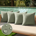 MIULEE Pack of 4 Decorative Outdoor Throw Pillow Covers Linen Waterproof Pillow Covers Summer Farmhouse Cushion Cases for Patio Garden Tent Balcony Couch Sofa 16x16 Inch Gray Green