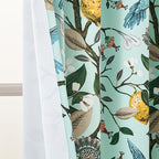 Topfinel 90 Inches Long Curtains Mint Green Whimsical Woodland Leaf Jungle Flower Hummingbird Victorian Grommet Thick Sage Green Curtains for Balcony Sliding Glass Office Bedroom Living Room