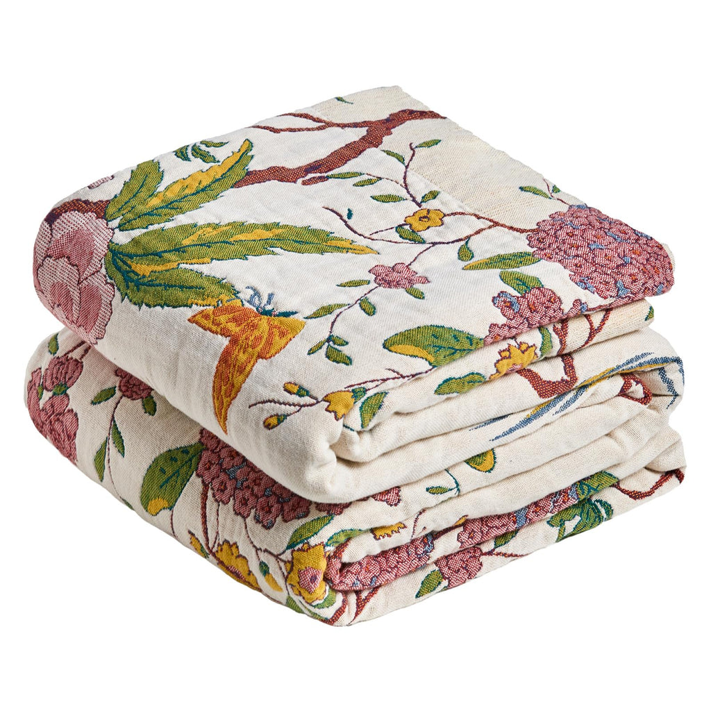 MSGKV Boho Throw Blanket 50"x60" Cotton Throw for Couch Sofa, Floral Quilt