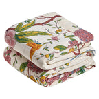 MSGKV Boho Throw Blanket 50"x60" Cotton Throw for Couch Sofa, Floral Quilt