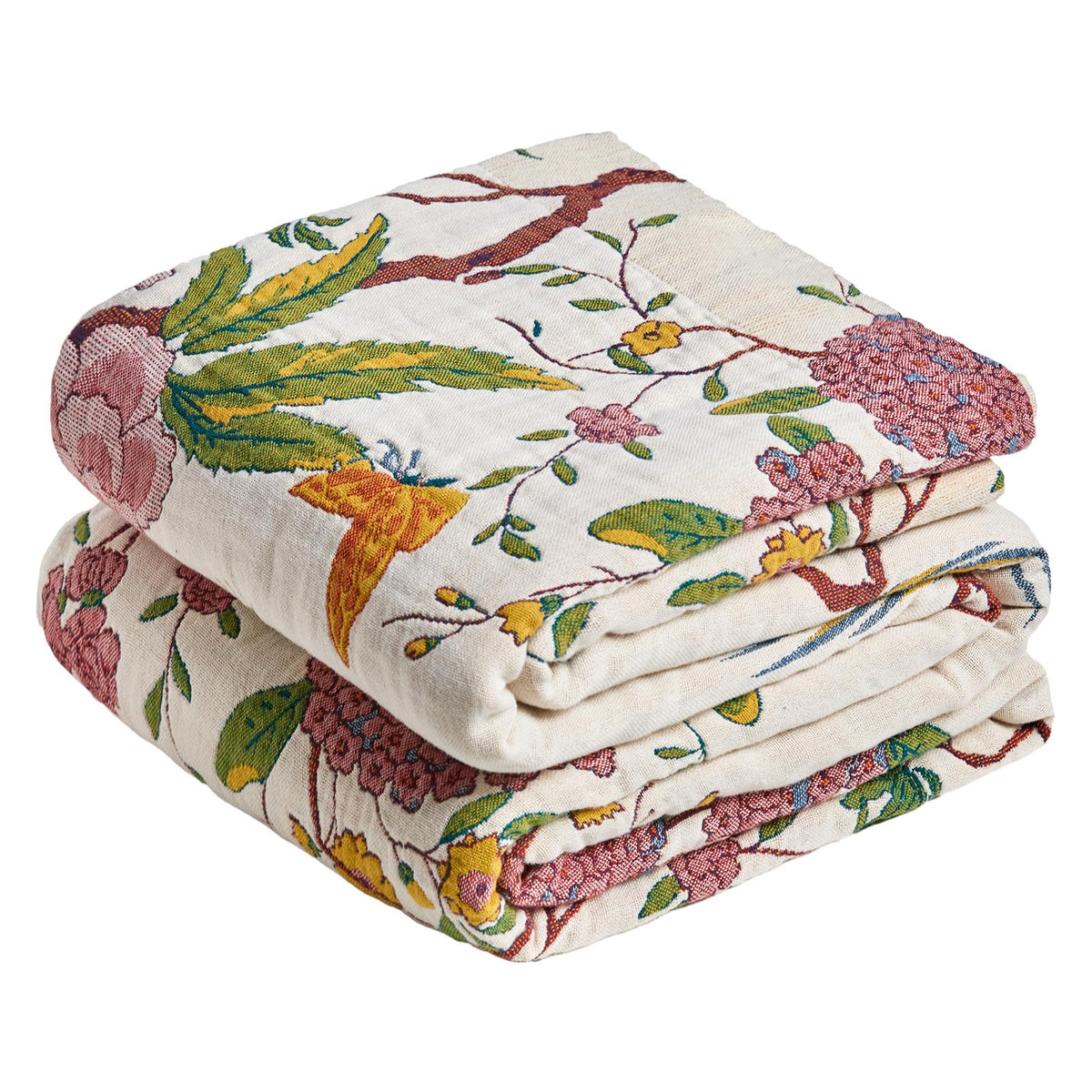 MSGKV Boho Throw Blanket 50"x60" Cotton Throw for Couch Sofa, Floral Quilt