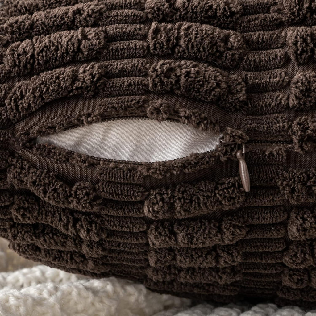 MIULEE Corduroy Decorative Throw Pillow Covers 18x18 Dark Brown Pack of 2