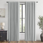 MIULEE 100% Blackout Linen Curtains for Bedroom 42 x 90 Inch Grey 2 Panels