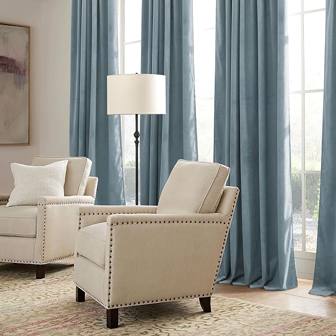 RYB HOME Velvet Curtains 102 inches Long, Extra Long High Ceiling Curtains