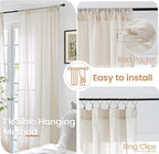BGment 36 Inch Length Oatmeal Linen Curtains for Kitchen Window - Small Half Drapes Light Filtering Semi Sheer Natural Textured with Rod Pocket for Cafe Bathroom, 2 Panels Set, 30 X 36 Inch