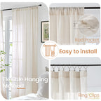 BGment Long Linen Curtains 102 Inch Length for Living Room, Oatmeal Window Drapes for Bedroom Farmhosue Decor with Rod Pocket Leightweight Rustic Country Textured, 2 Panels Set, Each 52 Inch Wide