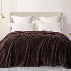 Exclusivo Mezcla Plush Fuzzy Fleece Bed Blanket Twin Size, Super Soft, Fluffy and Warm Blankets for Couch, Bed, All Season (Coffee, 90x66 Inches)