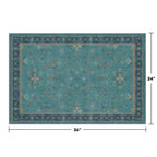 2x3 Washable Teal Rug for Entryway Indoor, Kitchen Floor Waterproof, Bathroom, Powder Room, Non Slip Low Pile Stain & Fade Resistant, Modern Turquoise Aqua Décor