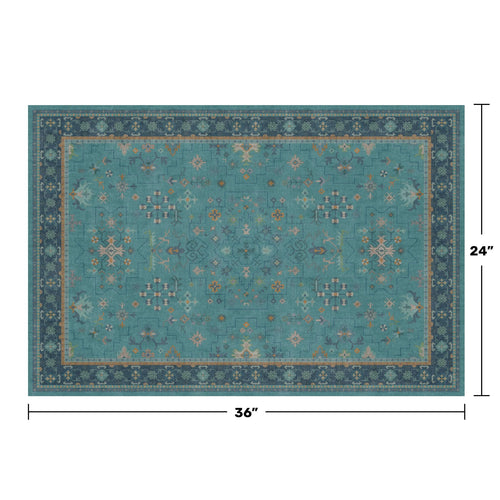 2x3 Washable Teal Rug for Entryway Indoor, Kitchen Floor Waterproof, Bathroom, Powder Room, Non Slip Low Pile Stain & Fade Resistant, Modern Turquoise Aqua Décor