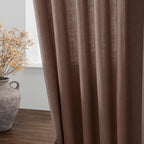Mocha Mousse Curtains 102 Inches Long 2 Panel Set Back Tab Rod Pocket Linen Blend High Window Semi Sheer Light Filtering Burlap Look for Neutral Farmhouse Decor Curtain in Living Room 52x102