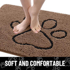 Smiry Dog Door Mat for Muddy Paws, Absorbent Dirt Trapper Non Slip Quick Dry Washable Chenille Mat for Mud Dogs, Entry Rug for Indoor and Outdoor (40x32 Inches, Coffee and Black)