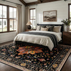 RELEANY Washable Area Rug, Large 9'x12', Black/Colorful
