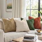 decorUhome Throw Pillow Covers 18x18 Inch Set of 2, Soft Plush Faux Wool Beige Solid Couch Pillow Covers, Accent Farmhouse Neutral Square Pillow Cases for Sofa Bed Living Room