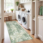 Washable Area Rugs 2'x10' Non-Slip Modern Abstract Soft for Living Room Entryway Bedroom Nursery, Print Pattern, Light Green/Yellow