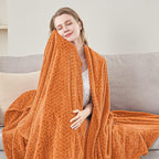 inhand Rust Fleece Twin Blanket, Super Soft Flannel Cozy Blankets for Adults, Lightweight Leaves Pattern Fuzzy Blanket for Couch Sofa Bed Office, Warm Plush Blankets for All Season, 60x90 Inches