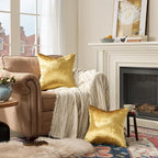 GIGIZAZA Gold Velvet Pillow Covers 26x26, Pack of 2 Throw Pillows Square Covers Modern Decorative Big Pillows Cases for Living Room Couch Vintage Cushion Covers