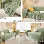 HANDONTIME Couch Cover, Sofa Covers, Sage Couch Cushion Cover Dog Furniture Protector for Living Room Chenille Couch Throw Cover Soft Thick Machine Washable Throw Blankets Sofa Slipcovers, 71" X134"
