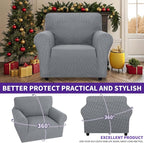 ZNSAYOTX Super Stretch Chair Slipcover Universal Sofa Chair Covers for Living Room Dogs Pet Furniture Protector Spandex Armchair Slipcovers with Anti Slip Foam Sticks (Light Grey, Chair)