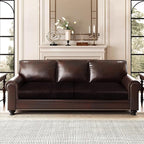 Leather Look Couch Cushion Covers Sofa Seat Slipcovers Sets Couches Furniture Protector for Sectional Armchair Loveseat Pets Kids Stretch Spandex Fabric (2 Cushion Sofa, Chocolate)