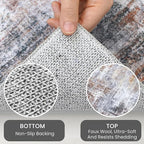 IOHOUZE Abstract Area Rugs 5x7 Ft Washable Rugs for Living Room, Non Slip Dining Room Rug, Printed Faux Wool Rugs for Bedroom, Floor Carpet for Office Nursery Playroom, Orange Grey