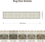 Hallway Washable Runner Rug 2x12 - Non Slip Vintage Kitchen Runner Rugs for Entryway Low-Pile Waterproof Long Runners for Living Room Bedroom Medallion Indoor Floor Mat for Bathroom Laundry Green