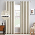 MIULEE 100% Blackout Linen Curtains for Bedroom 52x84 Inches Cream