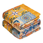 MSGKV Boho Throw Blanket 50"x60" Cotton Throw for Couch Sofa, Floral Quilt