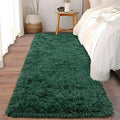 Ailyei Soft Runner Rugs for Bedroom Hallways, 2x6 Green Fluffy Shag Throw Area Rug Non Slip for Bedside Dorm, Long Shaggy Furry Carpet for Nursery Living Room