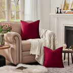 GIGIZAZA Burgundy Velvet Pillow Covers 18x18 Decorative Pillows Pack of 2
