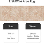 Hallway 2x6 Washable Runner - Vintage Non-Slip Long Rug for Entryway Low-Pile Washable Medallion Runner for Hallway Waterproof Traditional Runners Indoor Thin Rug for Kitchen (Brick)