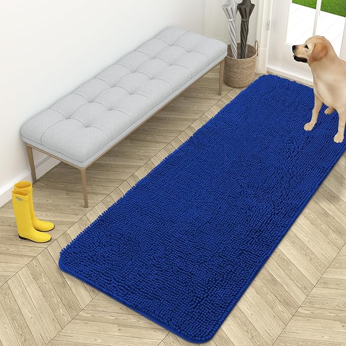 OLANLY Dog Door Mat for Muddy Paws 59x24, Super Absorbent Chenille Mud Mat