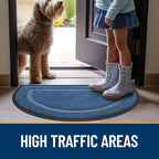 OLANLY Half Circle Door Mat Indoor Outdoor Entrance Welcome, Waterproof All-Season, All-Weather Doormat, Sturdy Natural Rubber, Low Profile, Easy Clean Patio Porch Entryway Mat, 58x23, Light Blue