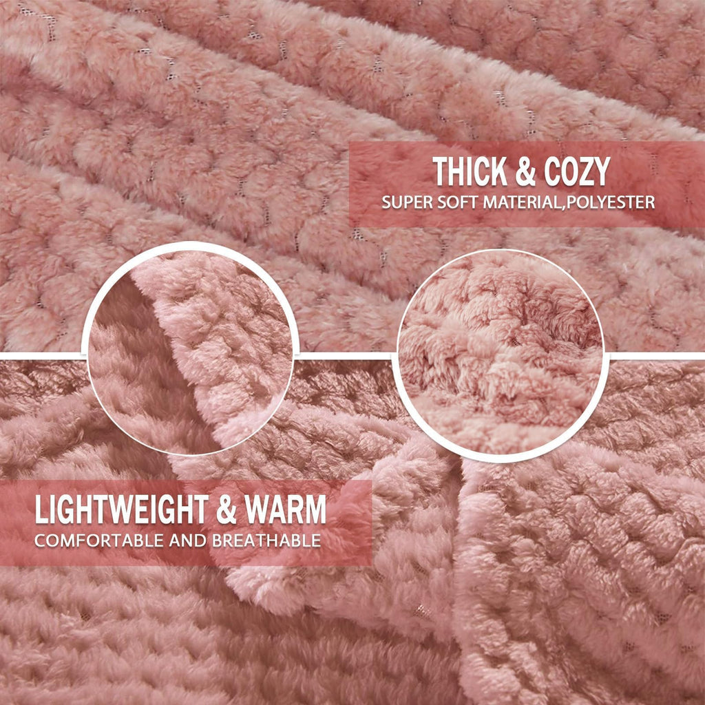 Exclusivo Mezcla Soft Waffle Fleece Bed Blanket Twin Size, Pink