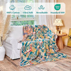 MSGKV Boho Throw Blanket for Bed 60"x80" 100% Cotton Jungle Animal Couch Blanket Spring Breathable Lightweight Twin Size Blankets for Sofa Home Decor Muslin All Seasons