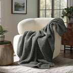 EVERGRACEHOME Chunky Chenille Knit Throw Blanket, 60 x 80, Charcoal Gray
