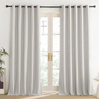 NICETOWN Snowbound Vintage Linen 100% Blackout Curtains for Living Room, Thermal Insulated Curtains 95“ Long, Noise Reducing Window Treatment Drapes for Home Office, 62" Wide Per Panel, Set of 2