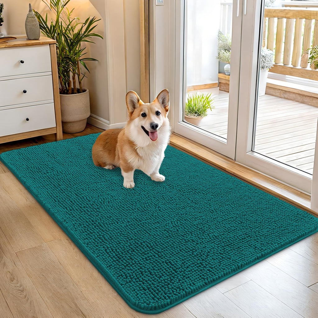 OLANLY Dog Door Mat for Muddy Paws 45x27, Super Absorbent Chenille Mud Mat