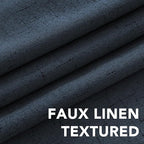 H.VERSAILTEX Linen Curtains 100% Blackout Curtains for Bedroom 102 inch Long Full Light Blocking Nature Linen Blended Window Curtains for Living Room Nickel Grommet (2 Panels, Navy)